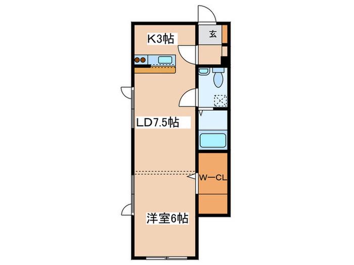 プラザN6(1LDK/2階)の間取り写真