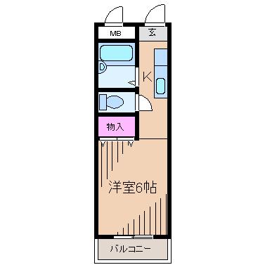 パティオ日吉(1K/2階)の間取り写真