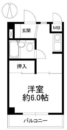 SIハイツ岩屋I(1K/5階)の間取り写真