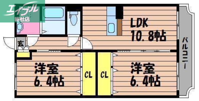 コンフォート I(2LDK/2階)の間取り写真