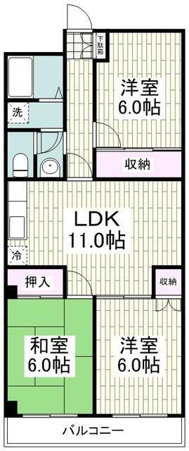 グランドールノブ(3LDK/2階)の間取り写真