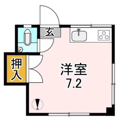 小林ビル(ワンルーム/2階)の間取り写真