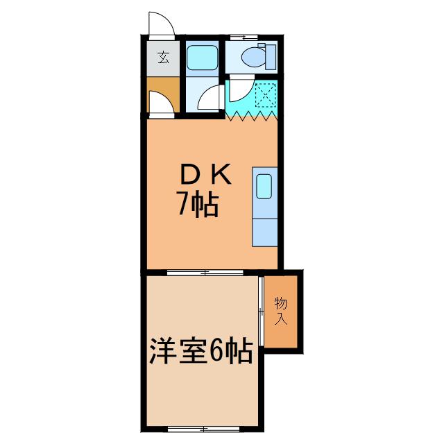 ごとうレヂデンス(1DK/2階)の間取り写真