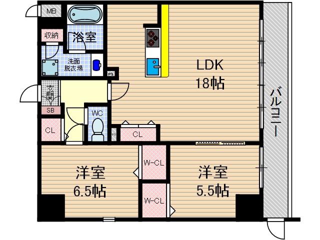 中条プレイス(2LDK/4階)の間取り写真