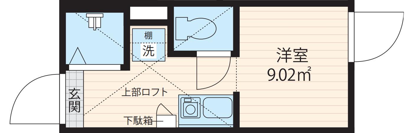 QUQURI北新宿(ワンルーム/B1階)の間取り写真