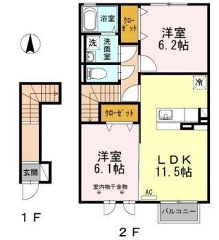 ルーラル(2LDK/2階)の間取り写真