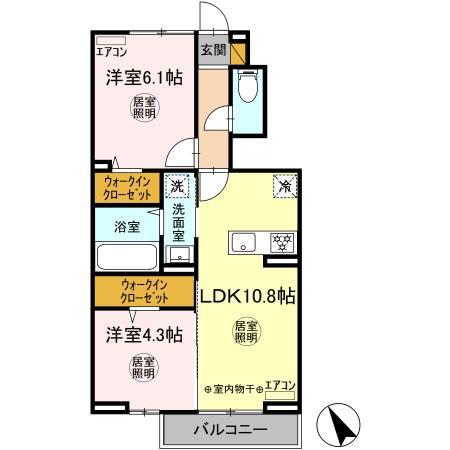 カミーノ(2LDK/1階)の間取り写真
