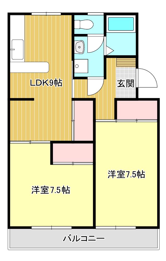 マンションカメリア I(2LDK/1階)の間取り写真