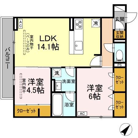 SHINE FORT(2LDK/2階)の間取り写真