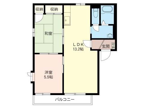ファミール 長島 B(2LDK/2階)の間取り写真