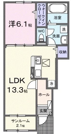 カーサ フェリーチェ(1LDK/1階)の間取り写真