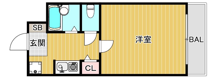 ベルビュー横堤(1K/3階)の間取り写真