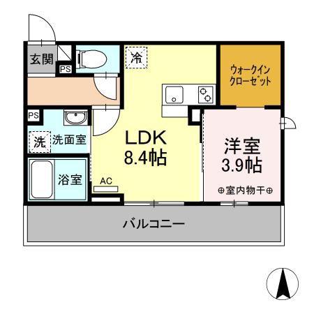 D-HILLS緑ヶ丘(1LDK/1階)の間取り写真