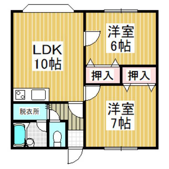 ＪＲ室蘭本線 青葉駅 徒歩5分 3階建 築32年(2LDK/2階)の間取り写真