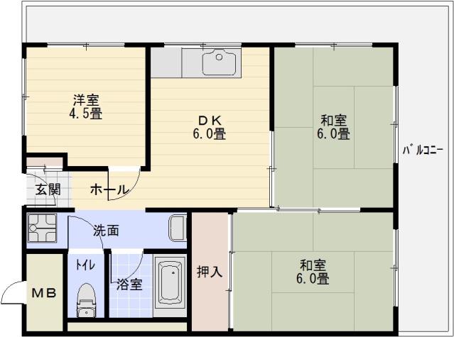 ALIVIO柏原(3DK/3階)の間取り写真
