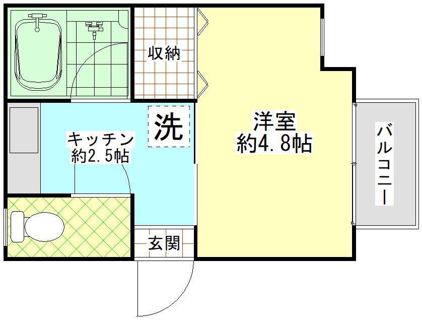 クレスト(1K/1階)の間取り写真