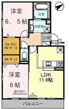 セレーノ栗東(2LDK/1階)の間取り写真