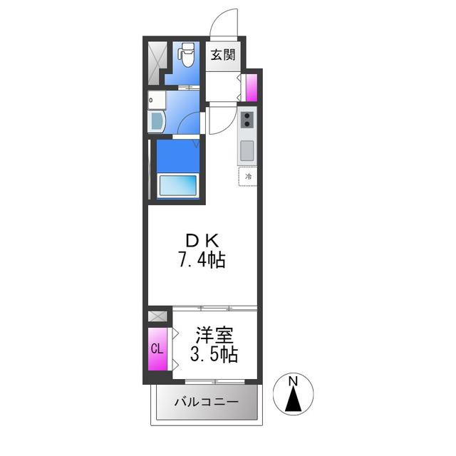 フウキレジデンス平野(1DK/5階)の間取り写真