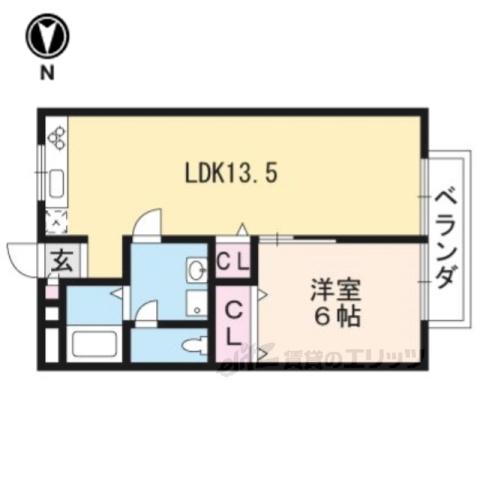 クローバーハイツ(1LDK/2階)の間取り写真
