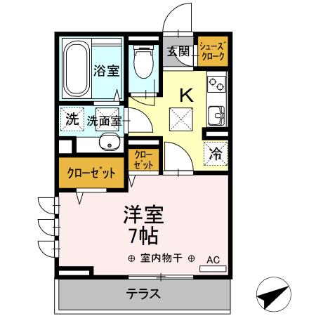 AINA矢部(1K/2階)の間取り写真