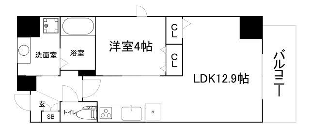 LALUCE長堀通(1LDK/3階)の間取り写真