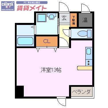 セントアビエス(ワンルーム/2階)の間取り写真