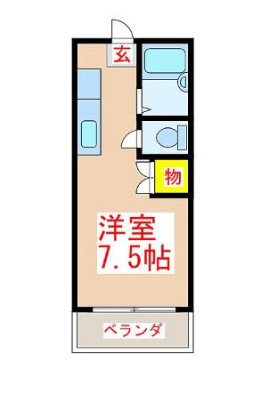 MJハイツ(ワンルーム/2階)の間取り写真