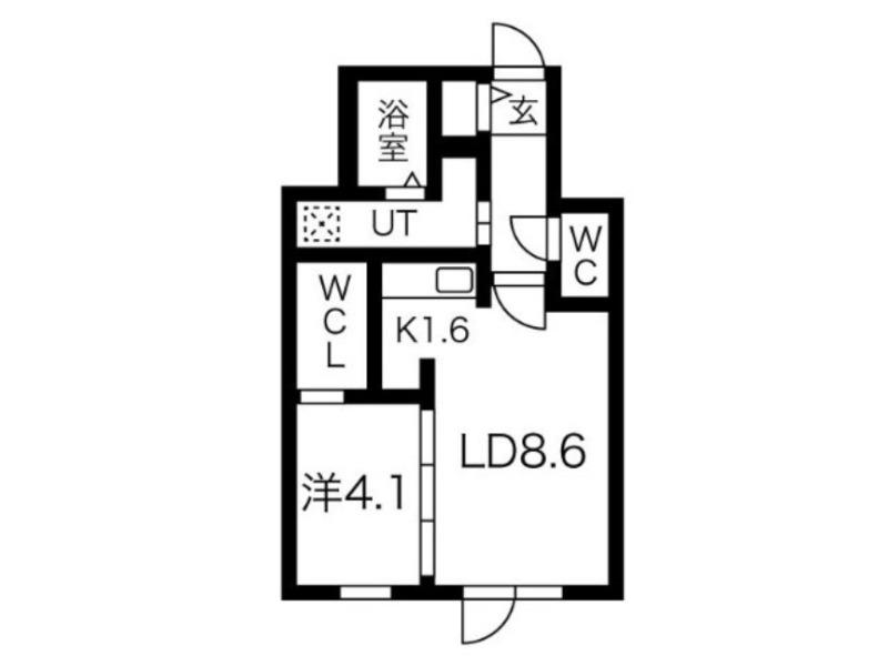 フィオリーノ(1LDK/4階)の間取り写真