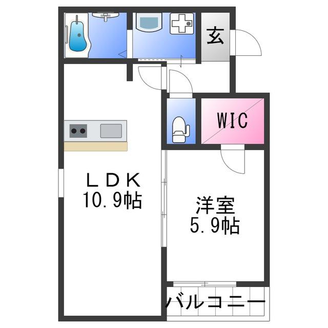 フジパレス和歌山黒田I番館(1LDK/2階)の間取り写真