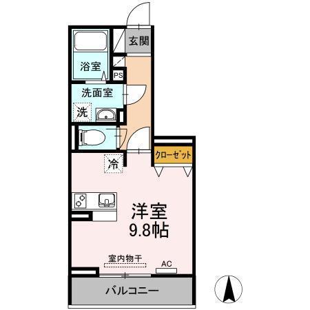 GTR手城(ワンルーム/3階)の間取り写真