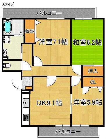 オリーブ泉ヶ丘II(3DK/3階)の間取り写真