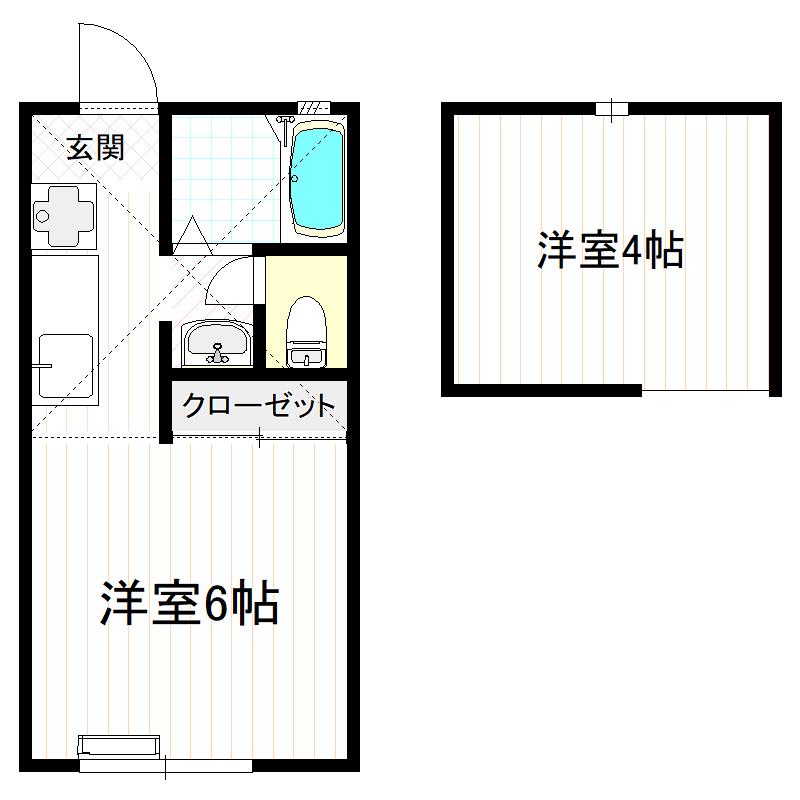 東中野ハイツ(1SK/1階)の間取り写真