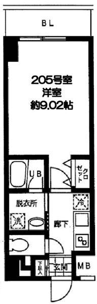 バレーヌ大森山王(1K/2階)の間取り写真