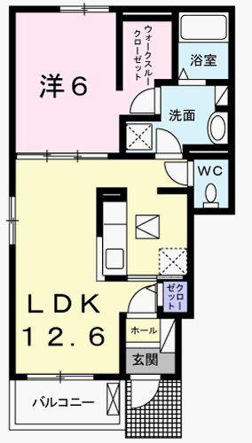 アンソレイエ(1LDK/1階)の間取り写真