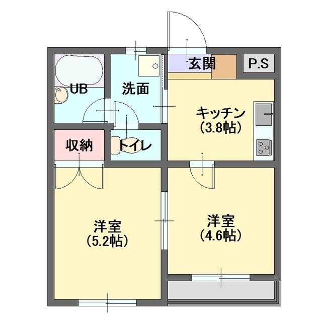 メルパルク(2K/2階)の間取り写真