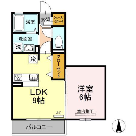 メゾン・ド・リアン(1LDK/2階)の間取り写真