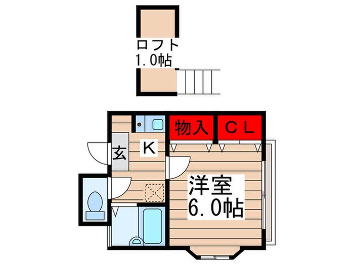 ハイムあすなろ(1K/1階)の間取り写真