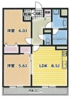 クオリアガーデン千人町(2LDK/5階)の間取り写真