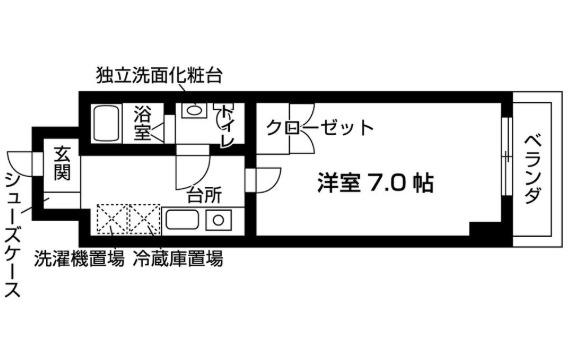 カラーブリア(1K/4階)の間取り写真