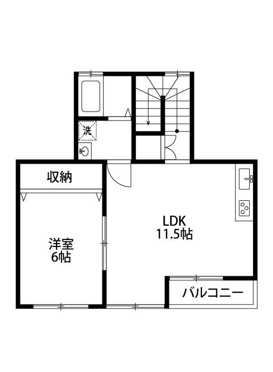 フルール山の下(1LDK/2階)の間取り写真
