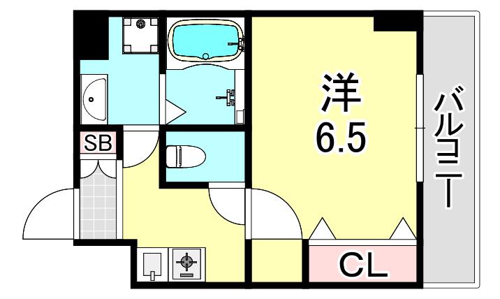 ルナメゾン芦屋(1K/1階)の間取り写真