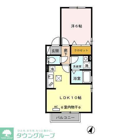 リヴェールAB(1LDK/1階)の間取り写真