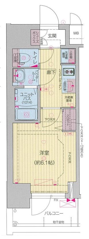 プレサンス松屋町ヴィゴラス(1K/8階)の間取り写真