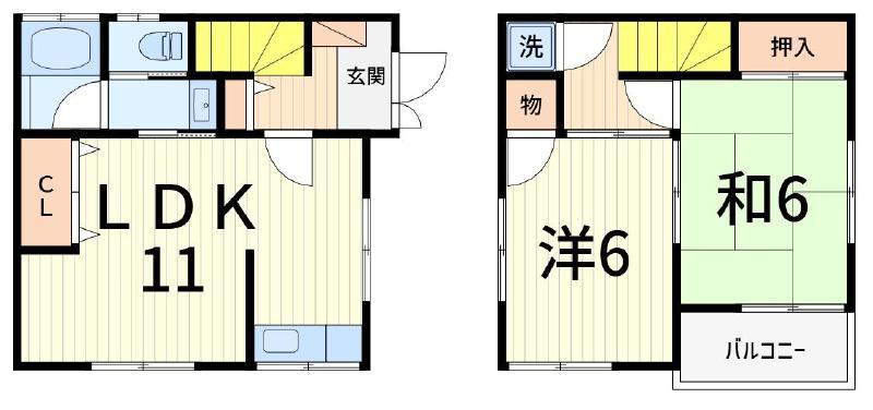東綾瀬1丁目アパート(2LDK/2階)の間取り写真