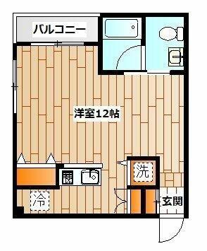 バンベール片倉(ワンルーム/2階)の間取り写真