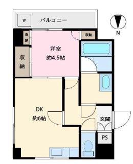 オリオンマンション(1DK/5階)の間取り写真