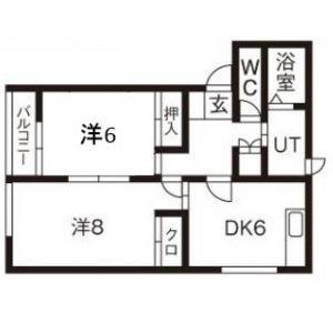 ビレッジ日蔭2号(2DK/1階)の間取り写真