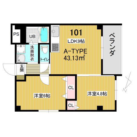 サファイスI番館(2LDK/1階)の間取り写真