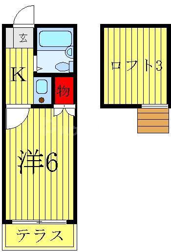 つくしが丘タウンハウス(1K/1階)の間取り写真