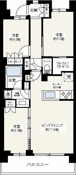 アーリアシティ一之江(3LDK/4階)の間取り写真